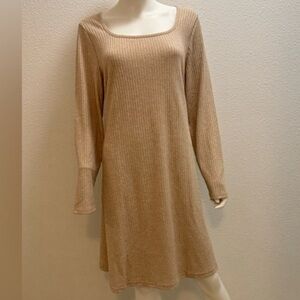 NWT Old Navy Women's Fit&Flare ALine RibKnit Long Sleeves Mini Dress Oatmeal, XL